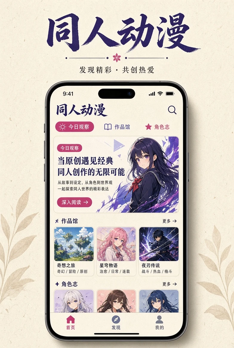 同人动漫移动端阅读界面主题图
