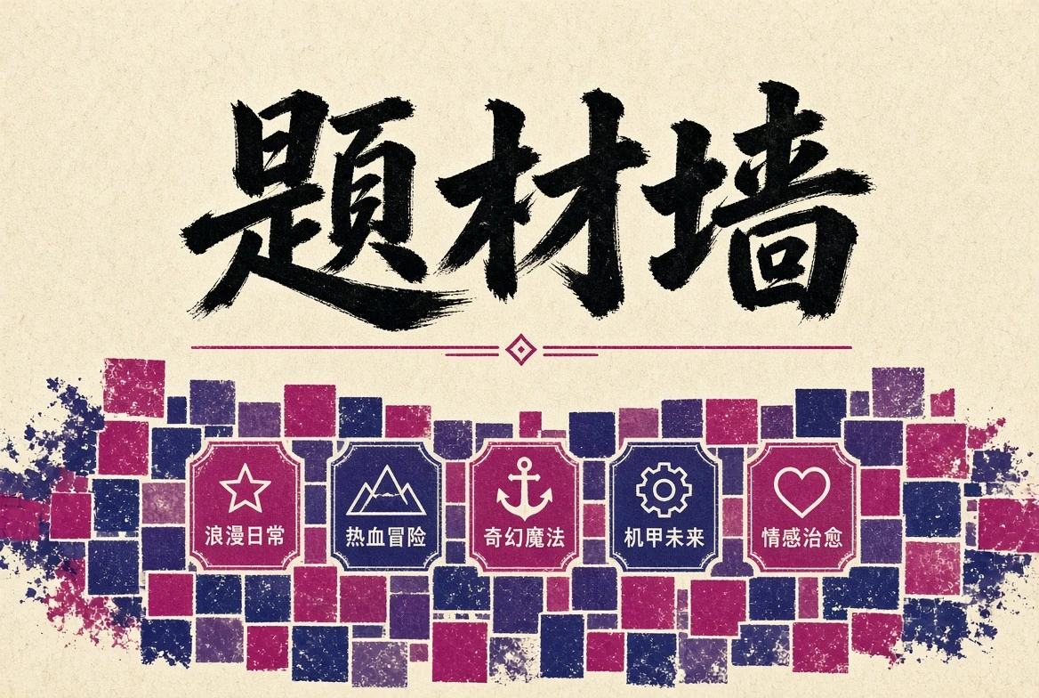 题材墙多种动画故事类型插画